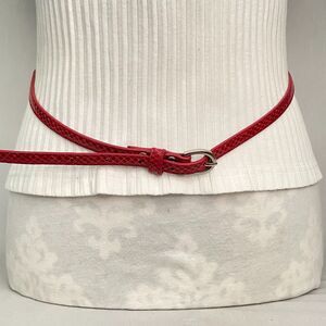 Barely There Womens Belt 8 Waist Red Honeycomb Texture Faux Leather